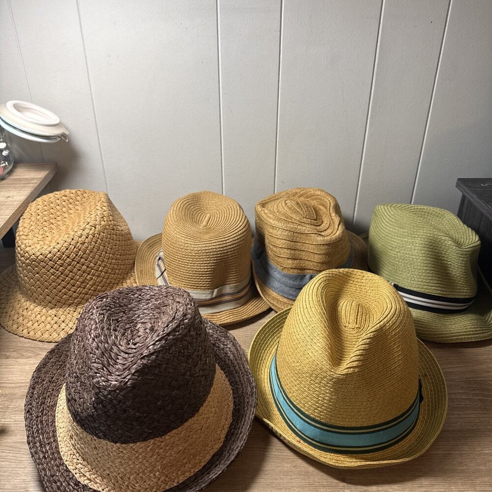 6 Assorted Retro Western Straw Hats Free Authority, Penguin, And More U2